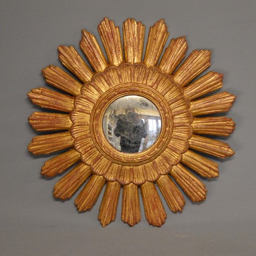 Vintage 38cm Ø sunburst convex mirror
